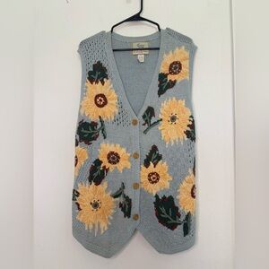 THE ALPINE COLLECTION VINTAGE KNIT SUNFLOWER VEST SZ 22/24
